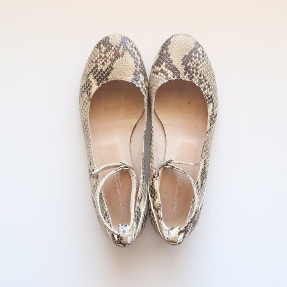 Italian Designer Paolo Castignani Snakeskin Ankle Strap Flats / Ballerinas 7 - Picture 2 of 16
